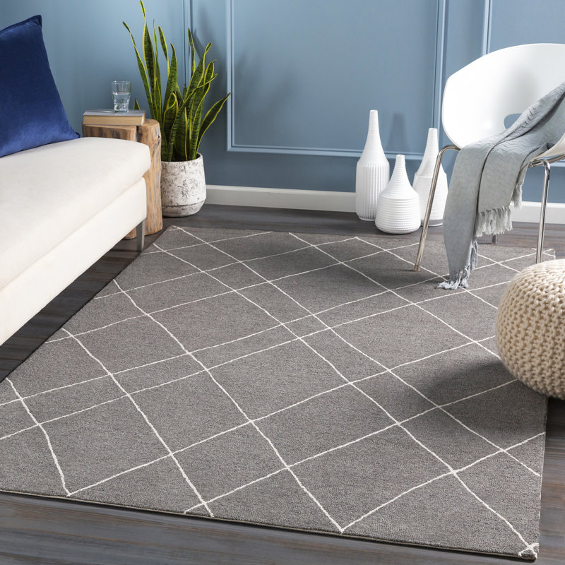 Britt Geometric Handmade Tufted Wool Charcoal/Cream Area Rug AllModern